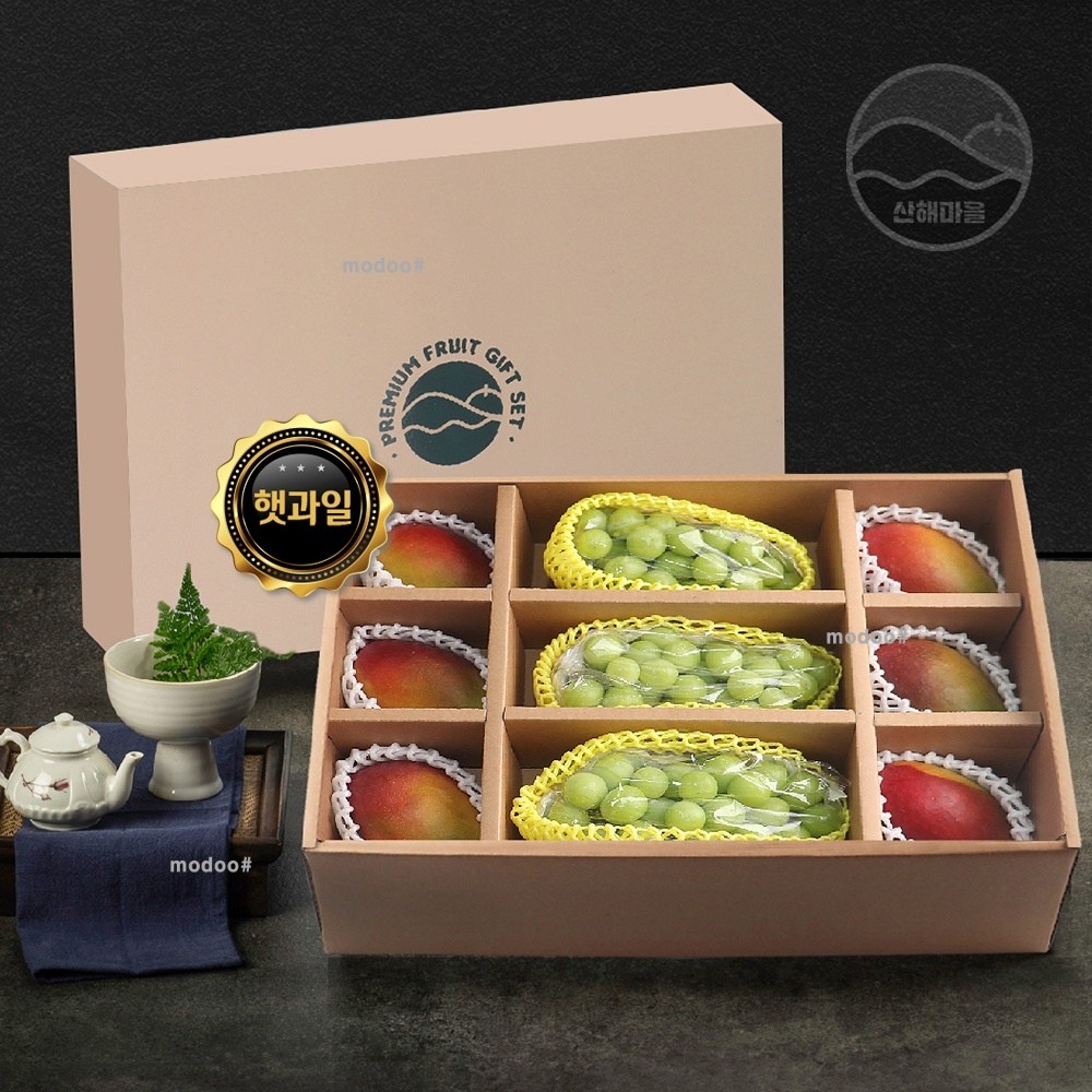 프리미엄 애플망고 샤인머스캣 혼합 햇과일 선물세트 9수 4.5kg 내외 추석 명절 단체 선물 166,880원