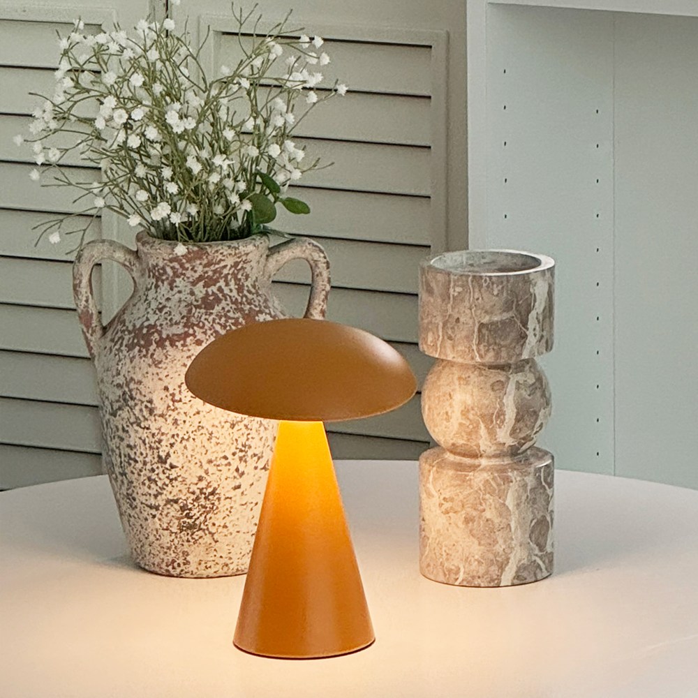 아르킨 루나 머쉬룸 스탠드 LED 램프 무드등 미드센츄리 무선 버섯 조명, 러스티브라운 48,000원