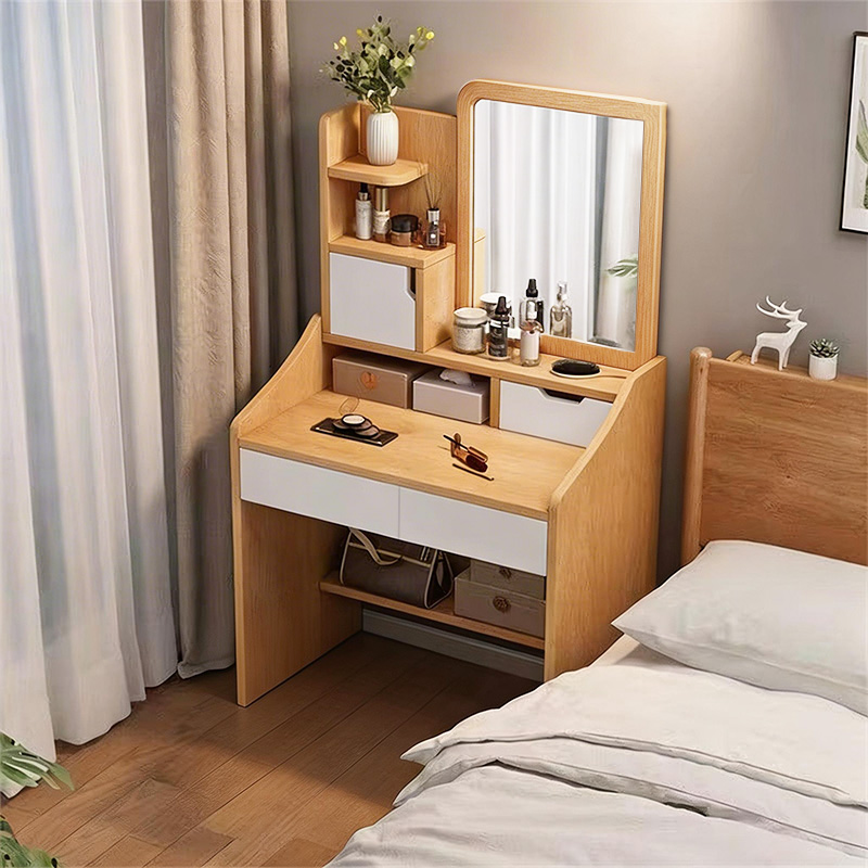 화장대 소형 침실 화장대 크림 스타일 테이블+고화질 화장거울, 원목색 69,580원