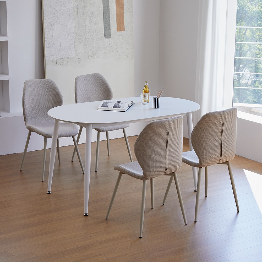 베스트리빙 스칸디 철제 헥사 1400 4인용 12T 포세린 타원형 통세라믹 원목식탁 테이블세트/방문설치 165,000원