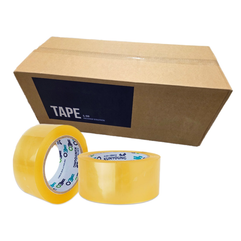 투명 박스테이프 ( 1박스 / 50개 ) 48mm X 80m / 더블경포장 L50 두께 57MIC 36,500원