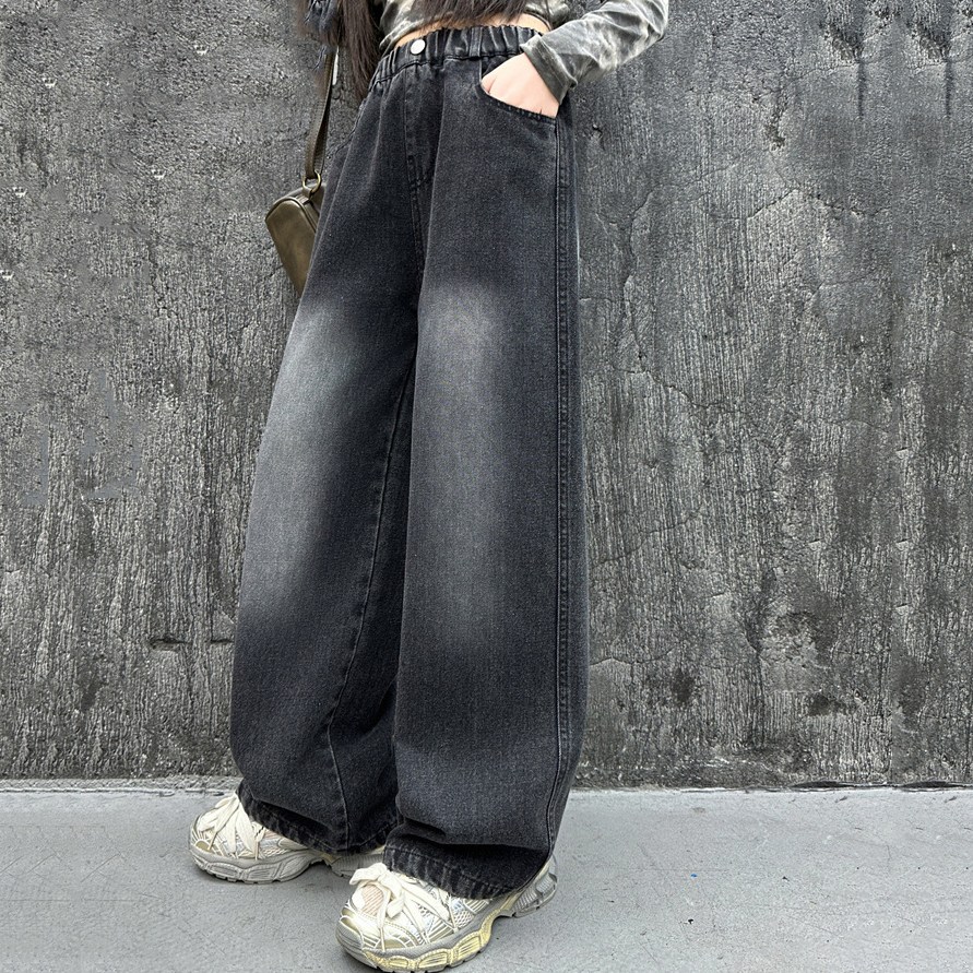 지디오 주니어 여아 워싱 와이드 데님 팬츠 밴딩 루즈핏 일자 청바지 초등 학생 하의 패션 24,900원