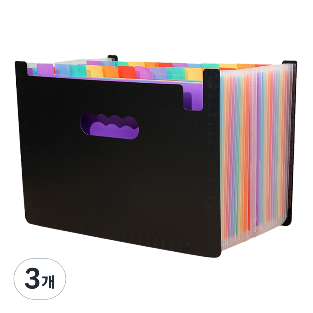 코히모 스탠딩 아코디언 파일 도큐먼트 클리어 화일 A4 25포켓 4W162, 3개, 블랙 37,200원