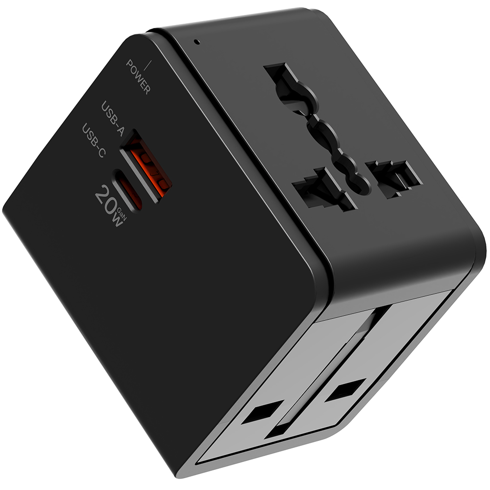 누아트 Gan PD 20W 고속충전 해외 여행용 멀티 어댑터 2포트 C타입 + USB 포트 블랙, 1개 9,900원