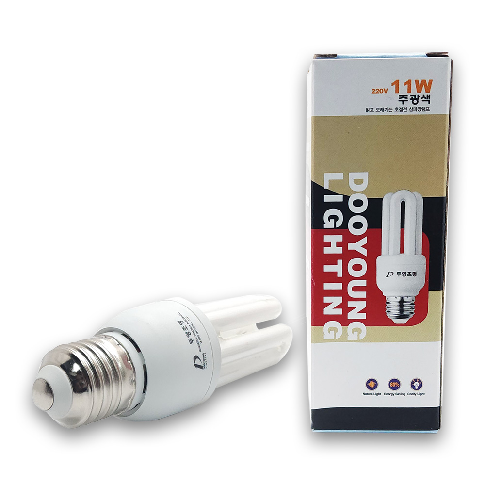 두영 삼파장 전구 11W 주광색 E26 소모갈 형광 등 램프, 1개 2,390원