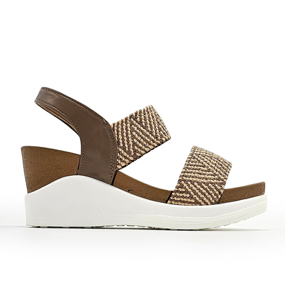 국산 여성 가벼운 7cm 웨지힐 밴딩 스트랩 샌들 여름 발편한 통굽 라탄 신발 키높이 바캉스 슈즈 29,900원