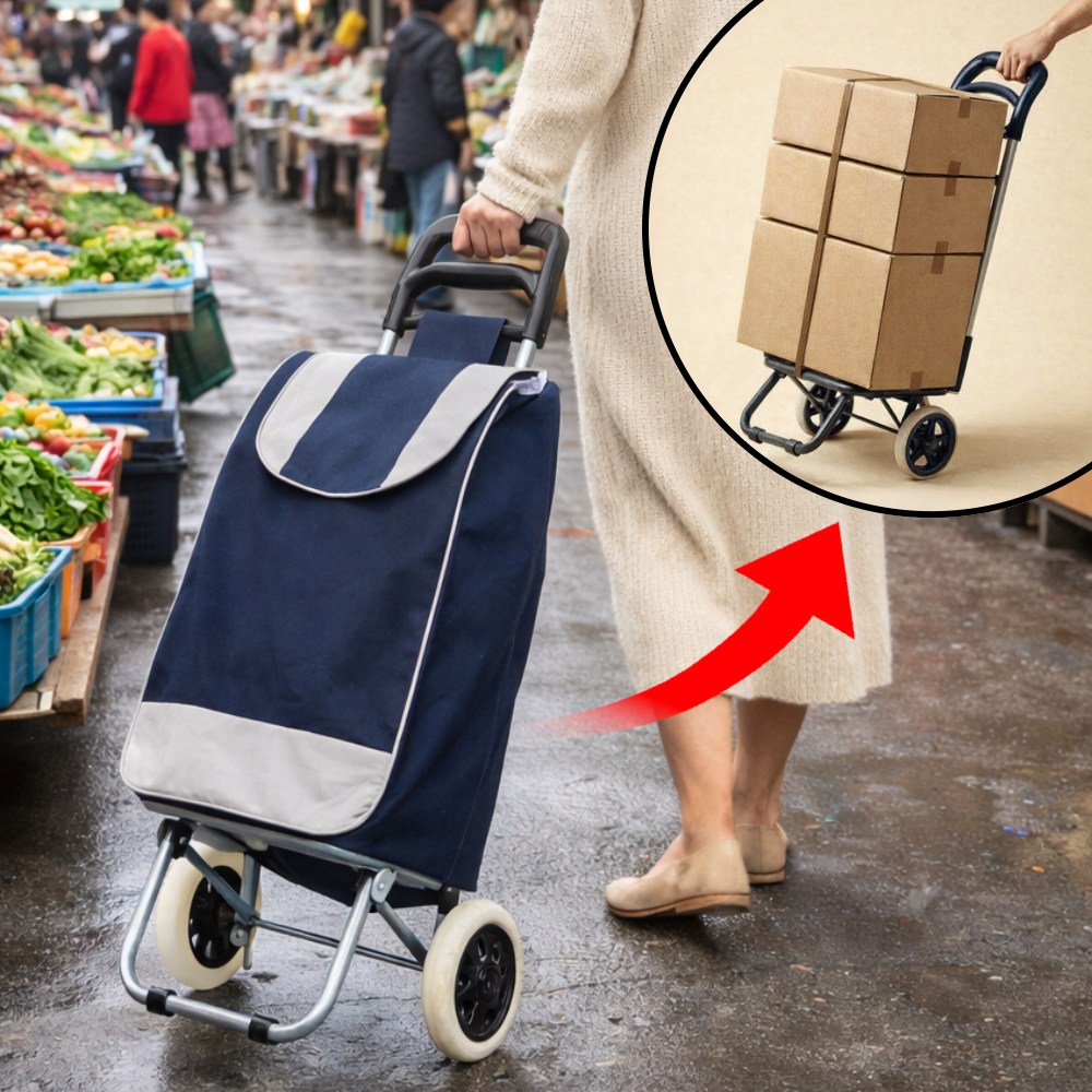 후노우즈 접이식 시장바구니 쇼핑카트 끌고다니는 다용도 캐리어 무소음 바퀴, 1개, 0.네이비(navy) 27,800원