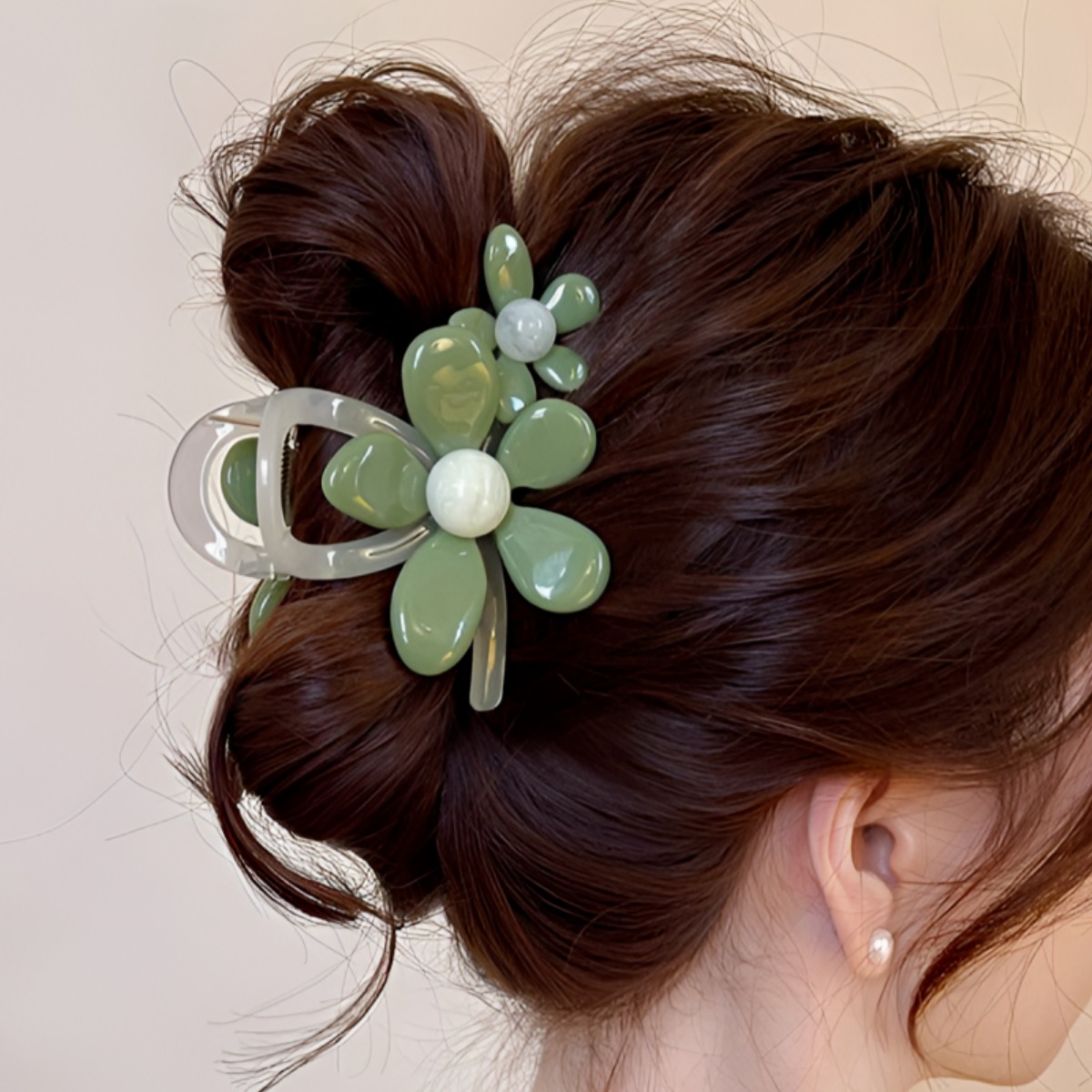 COCOMONSTER 더블 플라워 올림머리 헤어 집게핀 반머리 헤어핀 8cm 12,600원
