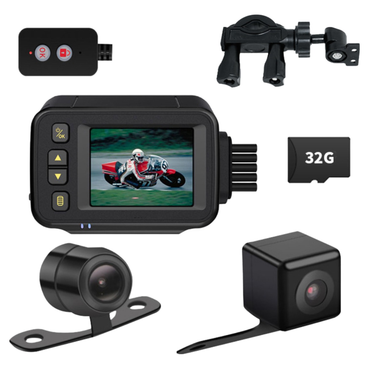 KC 인증 오토바이 블랙박스 비 오는 날 방수 전후면 듀얼 카메라 녹화 바이크 블랙박스 80,780원