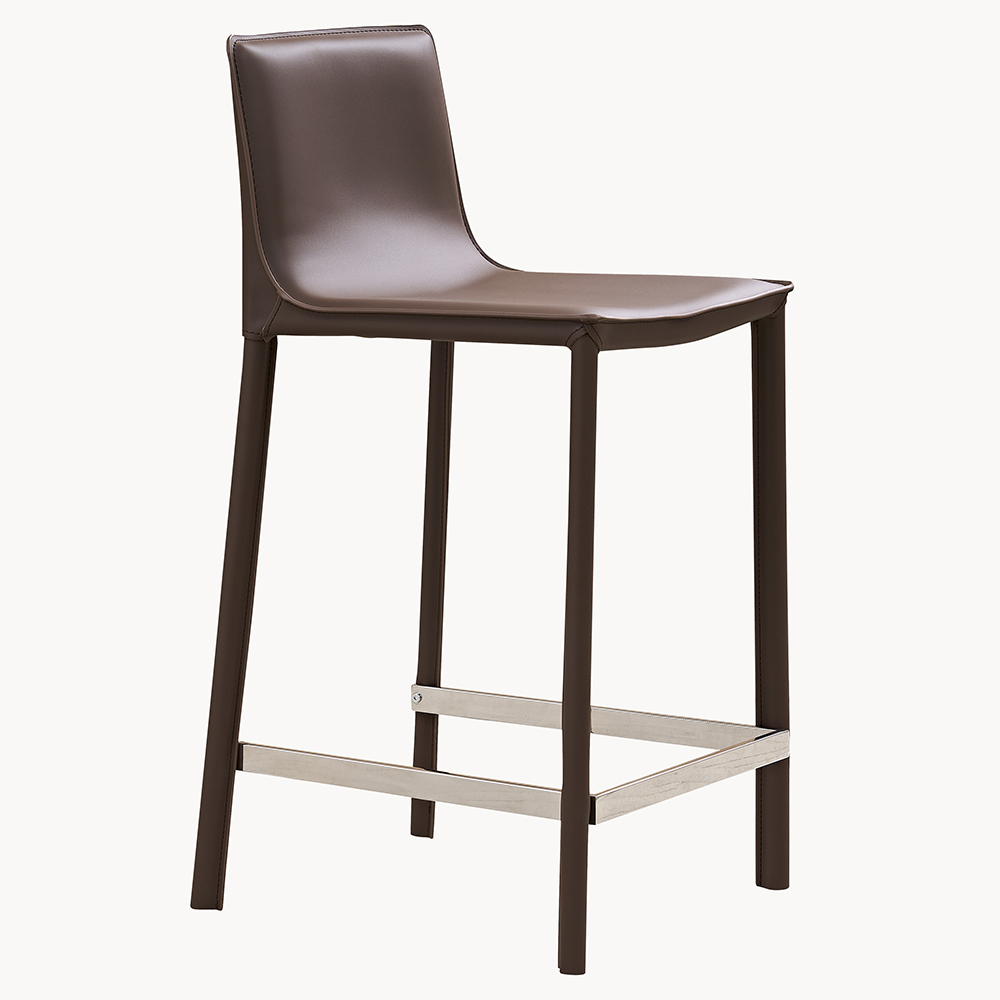 Hazoae 마장가죽 홈바의자 2p 미니멀 모던 고급바의자 아일랜드 바테이블 주방 카페 인테리어용 신혼집 추천, 2개, 브라운 240,000원