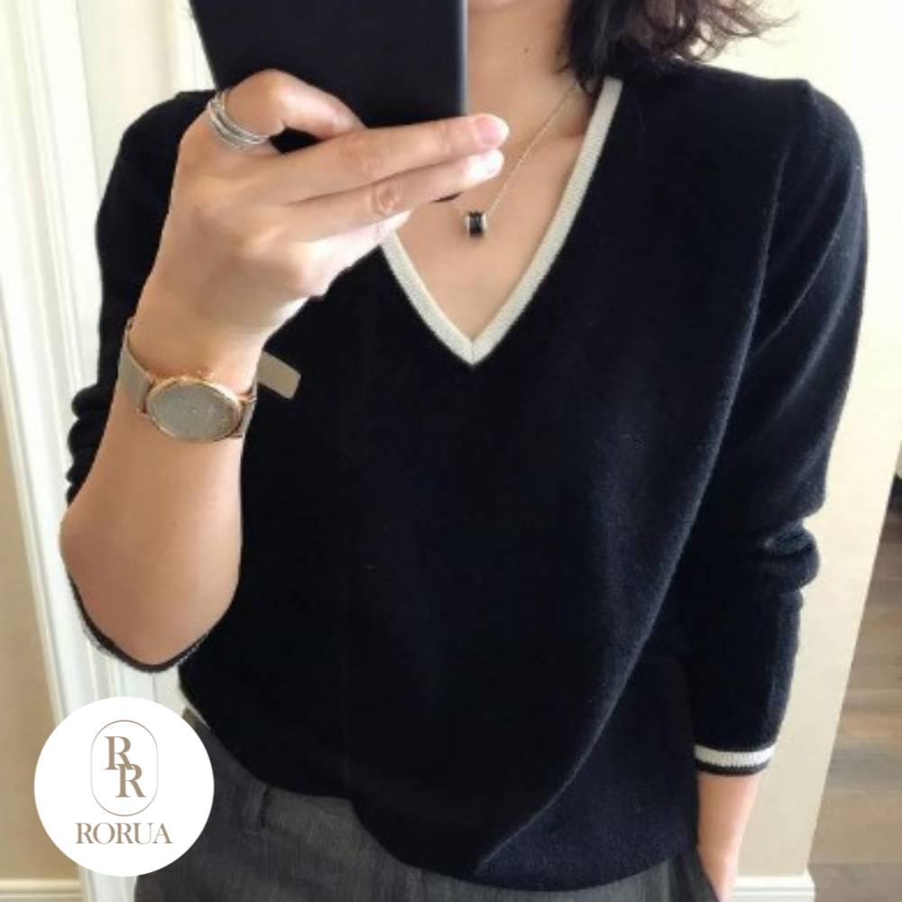 로루아 여성 부드러운 양모 브이넥 니트 V넥 니트티 21,300원