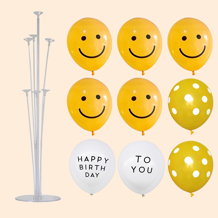 [파티지] 스마일풍선 모음/ 윙크풍선 데이지풍선, SM_A_풍선거치대+풍선(스마일5+땡땡이2+해피생일2) 5,900원