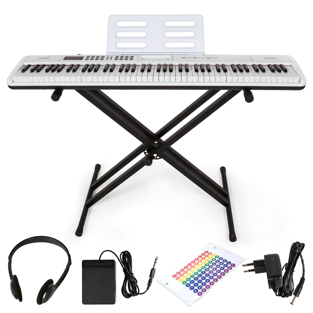 디에스뮤직 교습 입문용 88건반 전자 디지털 피아노 + 스탠드 + 서스테인 페달 + 계이름 스티커 세트, 화이트, 1개 159,700원