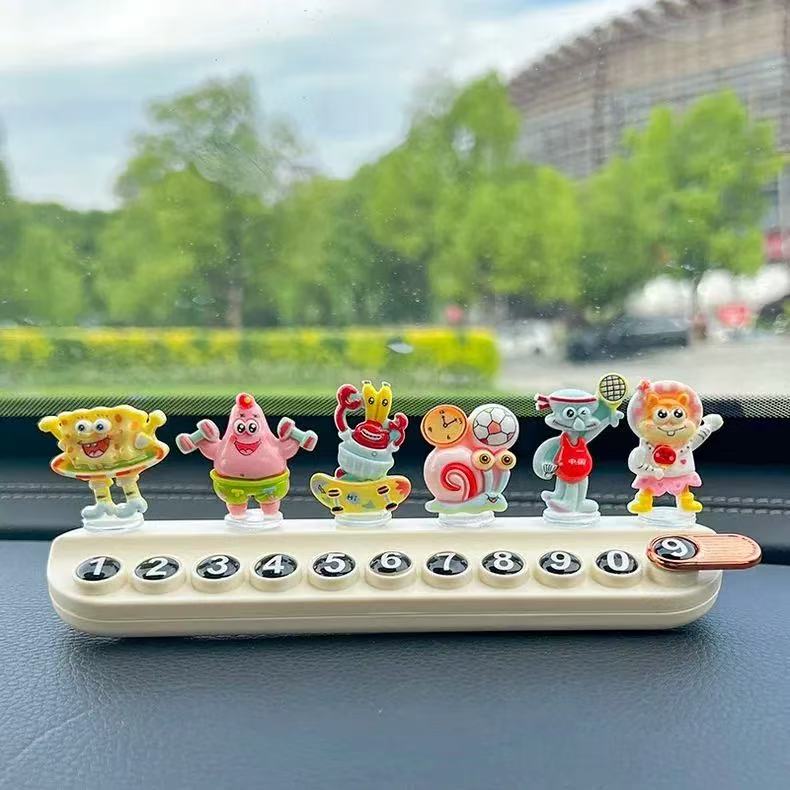 넘버링카 자동차 전화번호판 주차번호판 자전거 스펀지밥 주차알림판 주차안내판, 1개, 연두+하양 7,900원