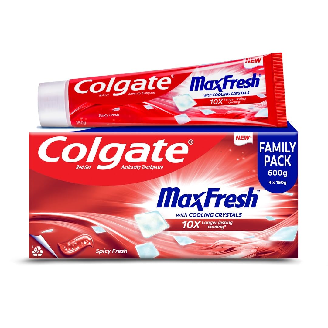Colgate MaxFresh 600g (150g x 4, Pack of 4) Bad Breath Treatment Toothpaste, Red Gel Paste, 2개, 600g 34,890원