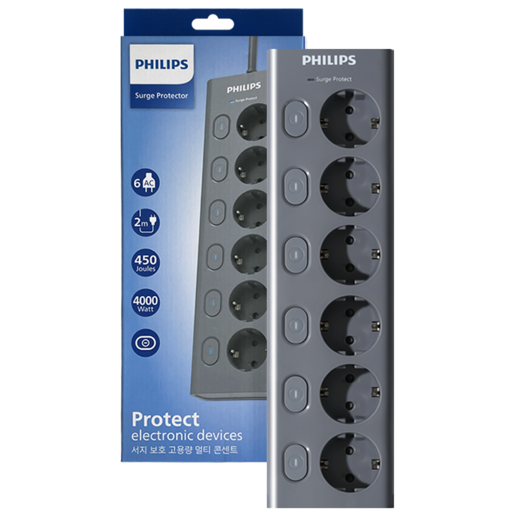 필립스 멀티탭 맥스 서지보호 6구 고용량 개별스위치 과부하차단 31,250원