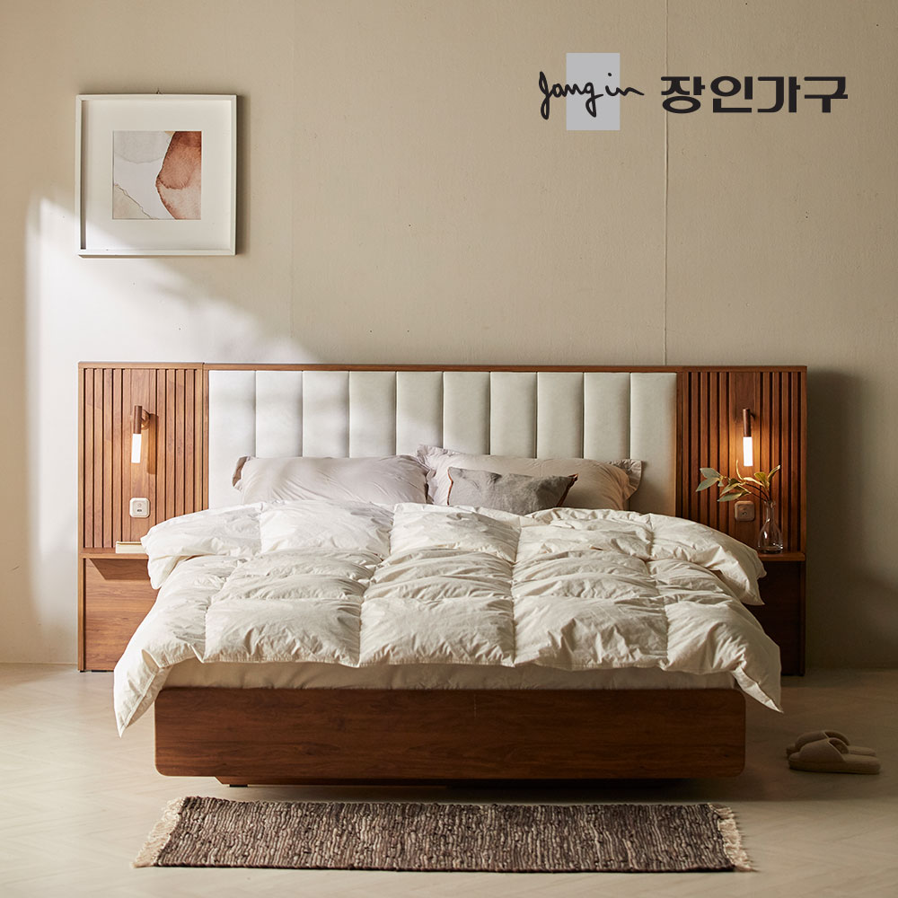 장인가구 로시 패브릭 템바보드 호텔식 수납 침대 Q 협탁1+7존독립 759,000원