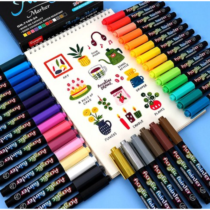 뭉구카 광나 아크릴 마커 세트 36가지 색상 방수 커버력 수성 페인트펜 프라모델 도색 DIY 공예 38,500원