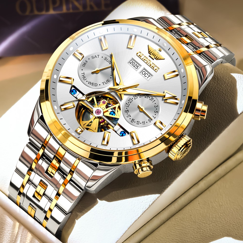 OUPINKE 남성 시계 정품 패션 자동 기계식 오토매틱 럭셔리 명품 워터프루프 야광 다기능 메탈 남성시계 376,000원