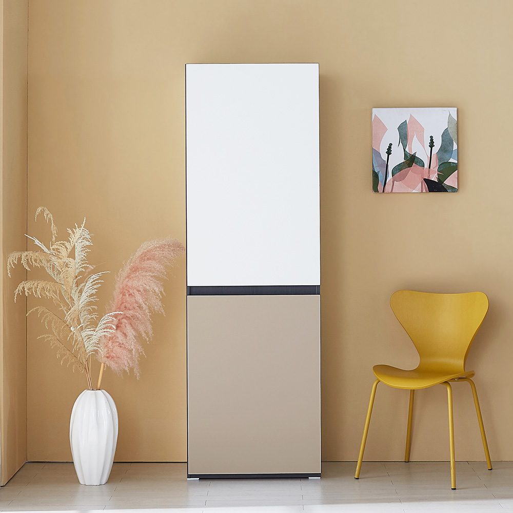 미자크 리버스 틈새 수납장 1853 / 비스포크 주방수납장 다용도 팬트리 수납장 속깊은 키큰 장 냉장고 틈새 600 500, 크림화이트+애쉬베이지 219,900원