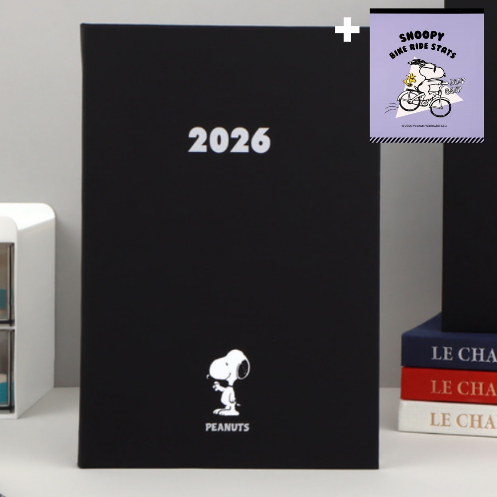 스누피 2026 전용 다이어리 플래너 떡메모지 추가증정, 1개, 블랙 21,800원