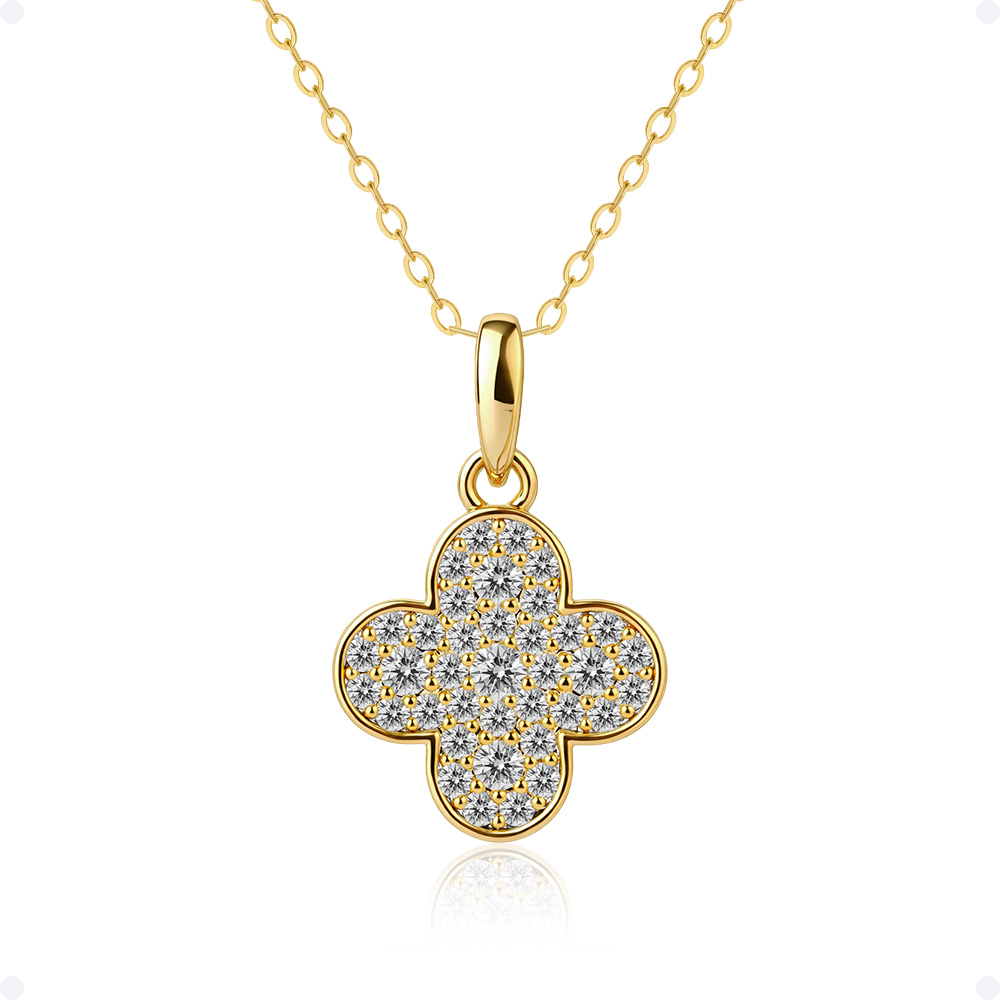 쥬넬 [선물포장] 14K 올라운더 클로버 파베 큐빅 팬던트 체인 금 목걸이 가정의달 어린이날 어버이날 생일 선물 179,900원