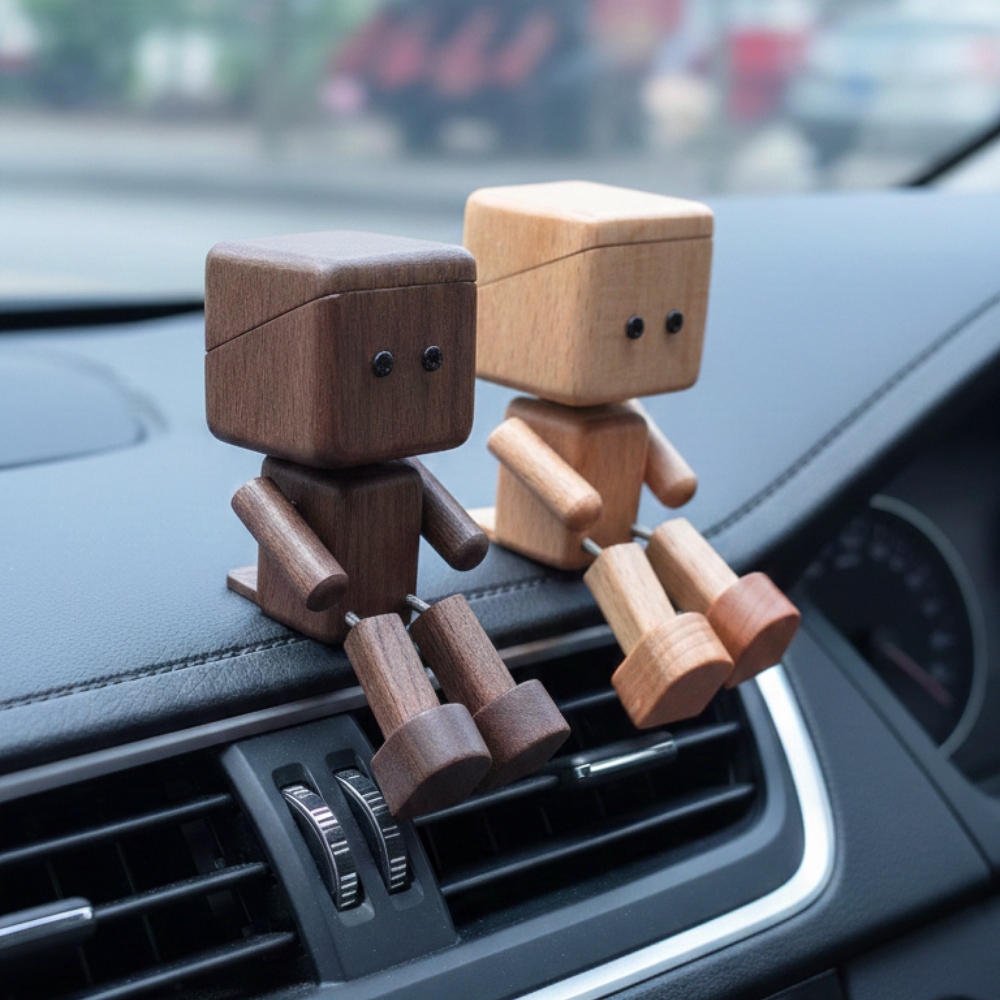 위드밸류 차량용 방향제 송풍구형 원목 로봇 인테리어 소품, 1개, 일반형-월넛 19,400원