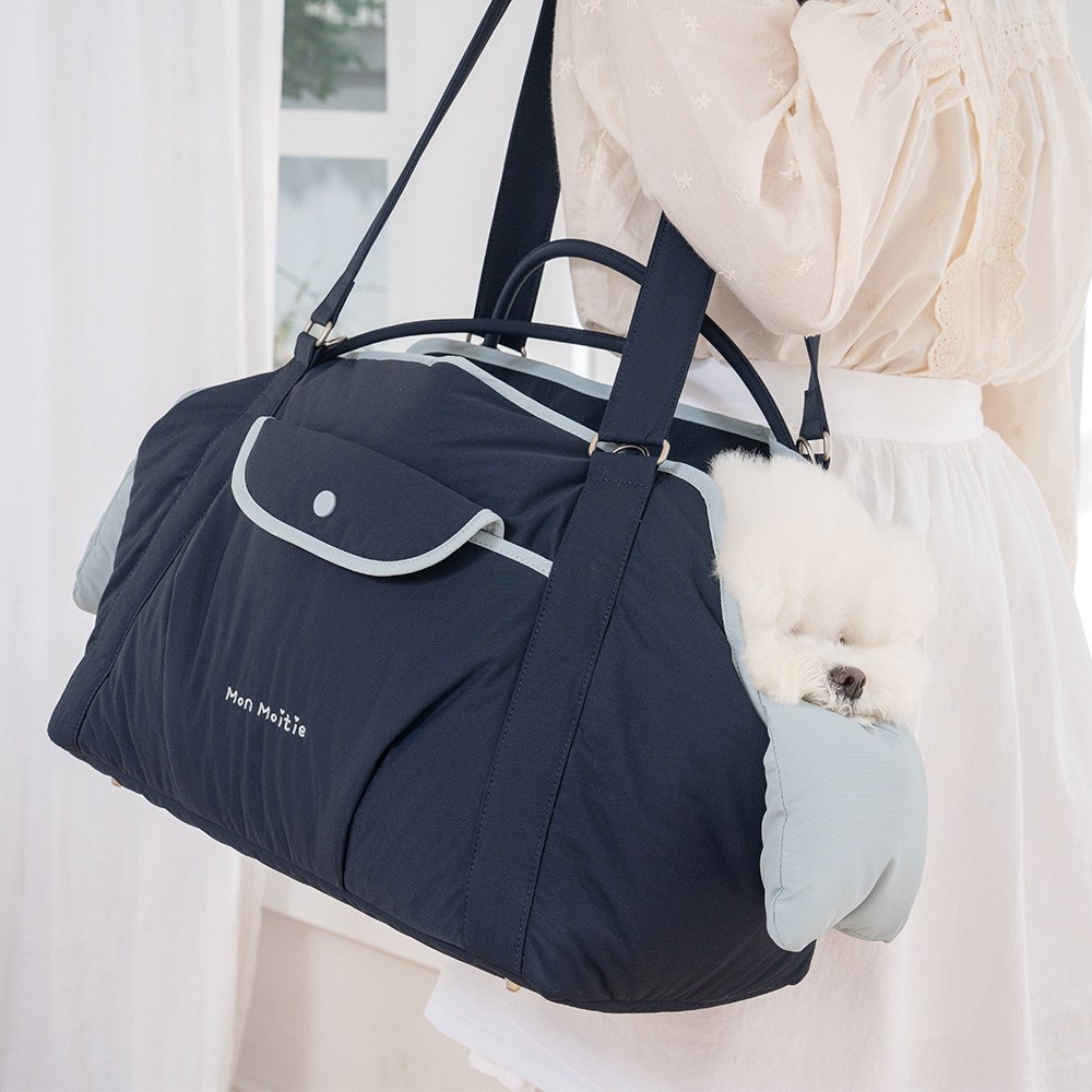 몽모아티 강아지 패브릭 브리오슈백, 1개, 네이비스카이 168,000원