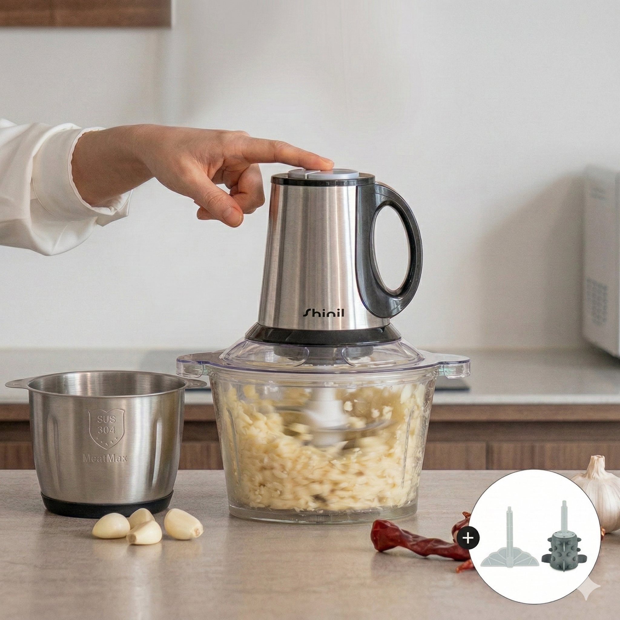 신일 전동 만능 다지기 대용량 3L 마늘까는기계 휘핑반죽모드 마늘 야채 고기 분쇄기 마늘박피기 쵸퍼 48,900원