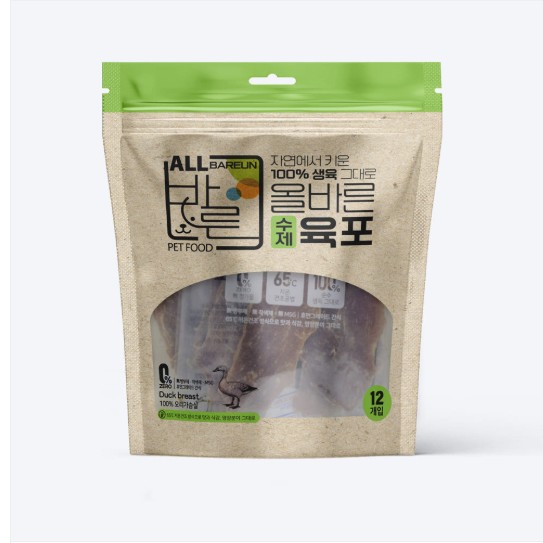 올바른 수제 육포 강아지 간식 무첨가 육포, 오리, 120g, 1개, 현재가 9,800원