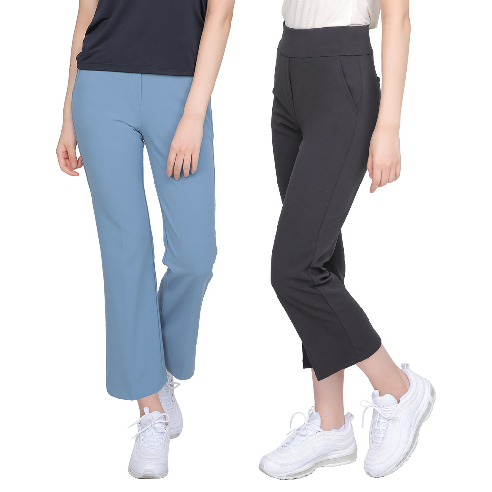 <투엘라> (1+1) 여성 숏/롱 2 기장 세미 부츠컷 팬츠 / 뱃살제로 빅밴드 맞춤 기장 골프 스포츠웨어 데일리 바지 49,870원