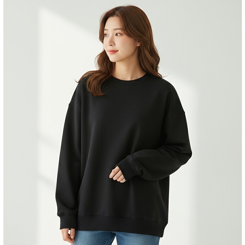 [시즌오프/창고정리] GNROOM 남녀공용 스탠다드 기모 맨투맨 라운드넥 빅사이즈 오버핏 빅사이즈 단체티 8,900원