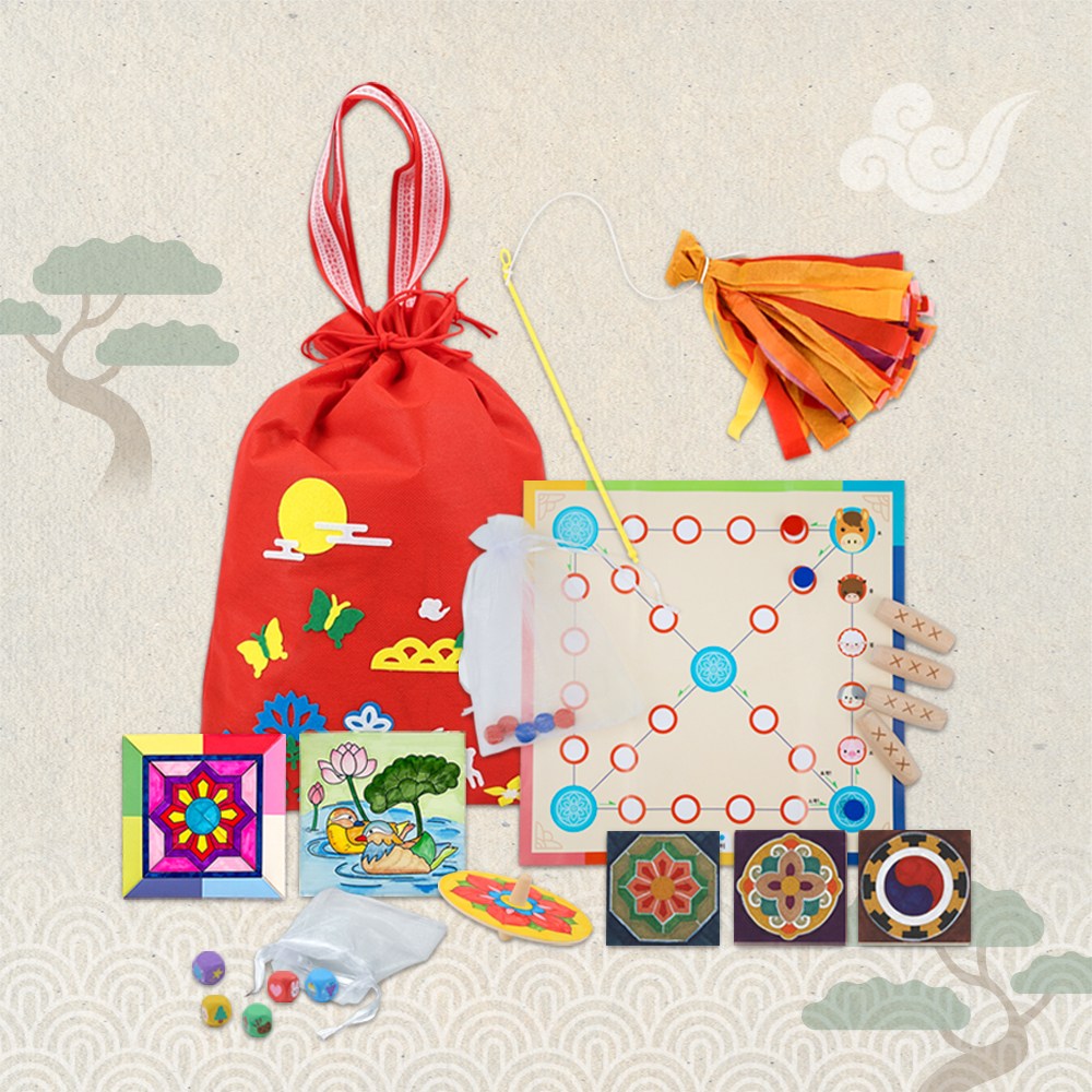 오늘놀이 우리나라 전통 민속놀이 6종 세트 DIY 키트 보관 파우치 펠트 스티커 포함 KC인증, 1개 11,000원