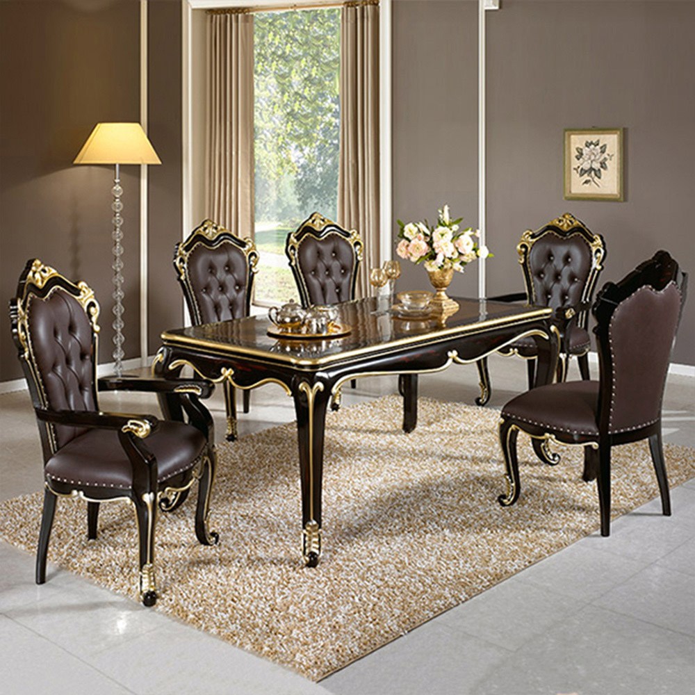 유캐슬 벤티 엔틱 원목 6인용 식탁세트 1700 (테이블+의자6) 2,570,000원