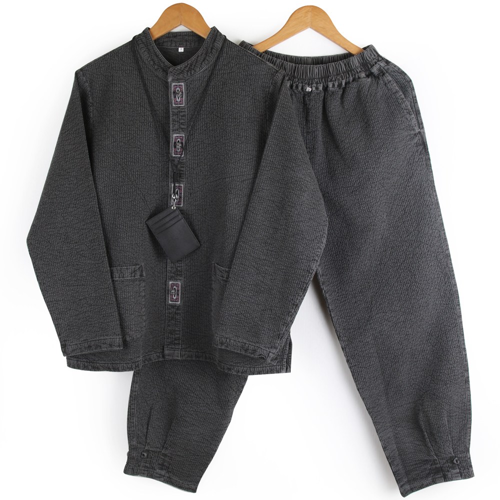 봄 가을 초겨울용 국내제작 면100% 남자 생활 개량한복 공용 자수 포인트 이중지 생활한복 캐주얼한복 세트 85,800원