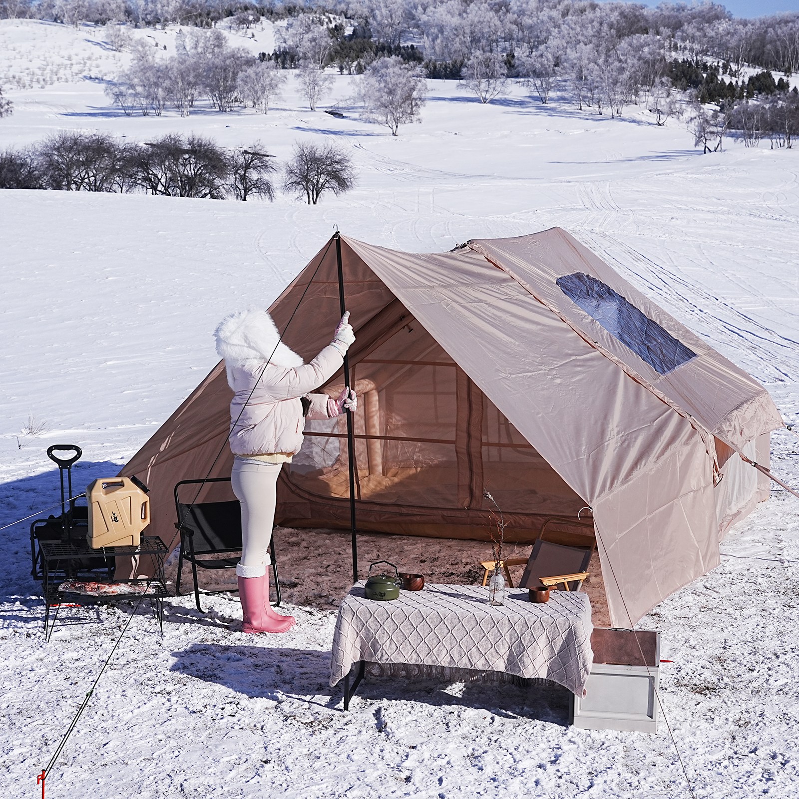 에어 텐트 패밀리 럭셔리 에어 캠핑 텐트 야외 캠핑 에어 텐트, 7-8인용 넉넉한 용량으로 빠른 설치, 사계절 이용, 오버사이즈 천장, 캠핑 및 야외 탐험에 적합 267,090원