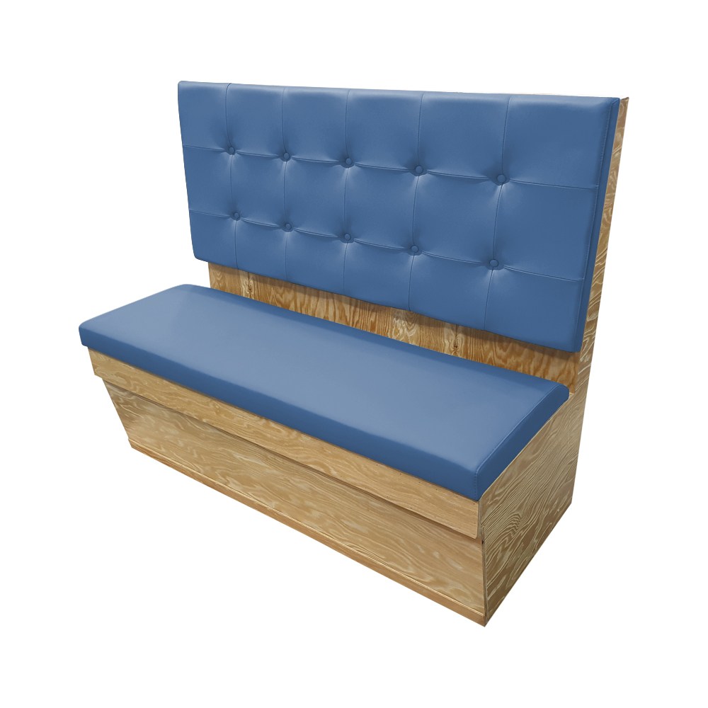 대성쇼파 수납 가능한 붙박이쇼파 의자 2인용(1000mm)-바둑단추형(컬러타입), 블루+밝은 프레임 381,300원