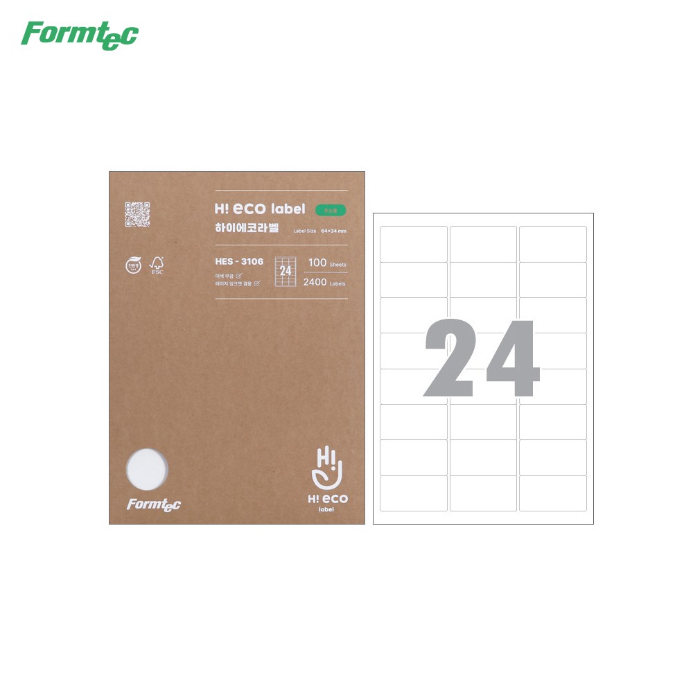 폼텍 하이에코 주소용라벨 HES-3106 A4 100매에코라벨지 바코드라벨지 A4라벨 프린트라벨 가정용라벨 21,000원