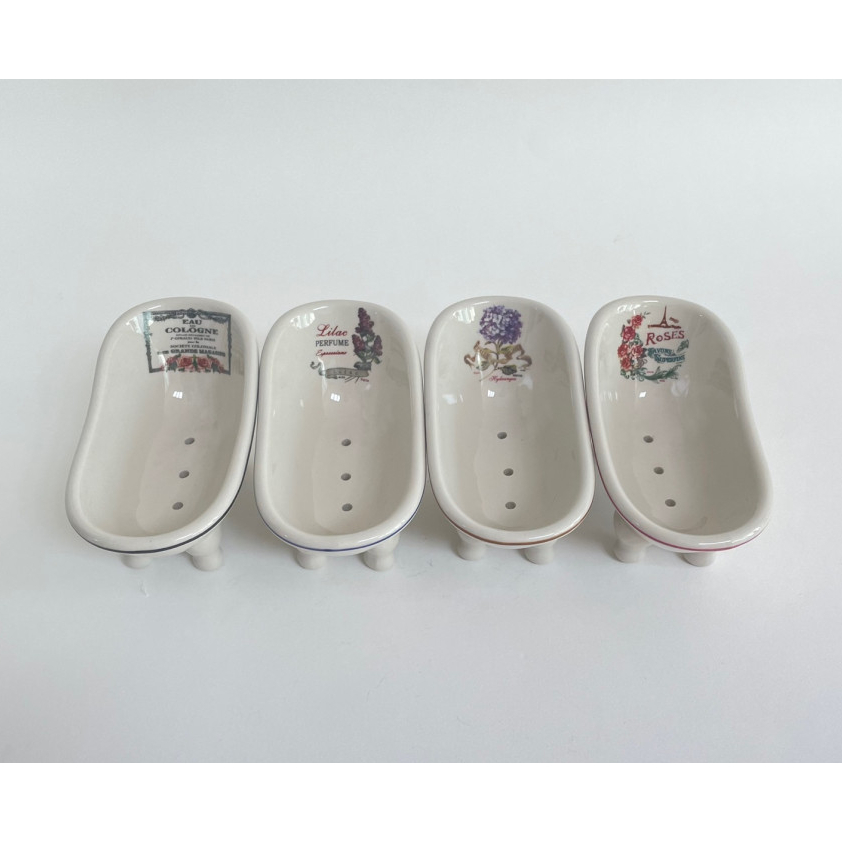 허니상점 고급 세라믹 도자기 꽃무늬 플라워 욕조 디자인 비누받침 비누홀더 / 4 style, 라일락, 1개 12,000원