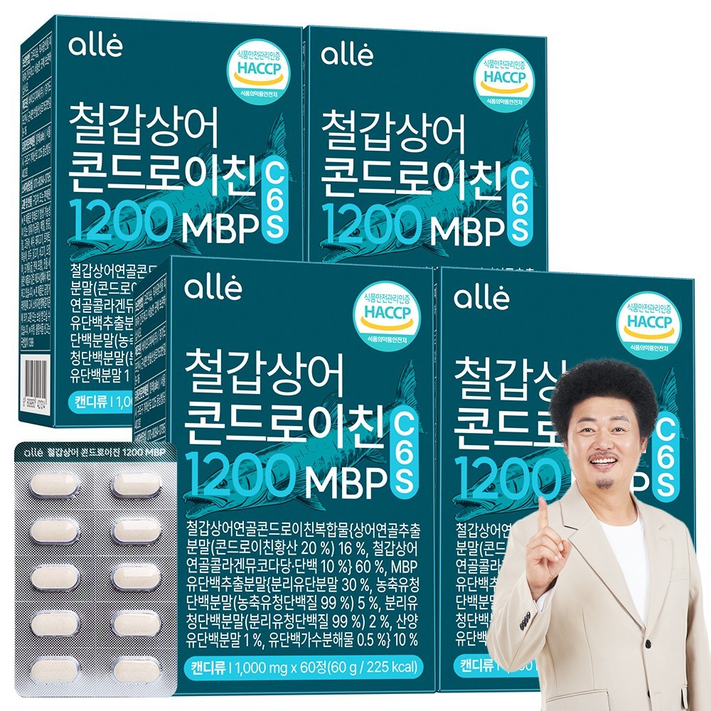 철갑상어 연골 콘드로이친 1200 MBP 식약청 HACCP 알레, 4개, 60정 55,090원