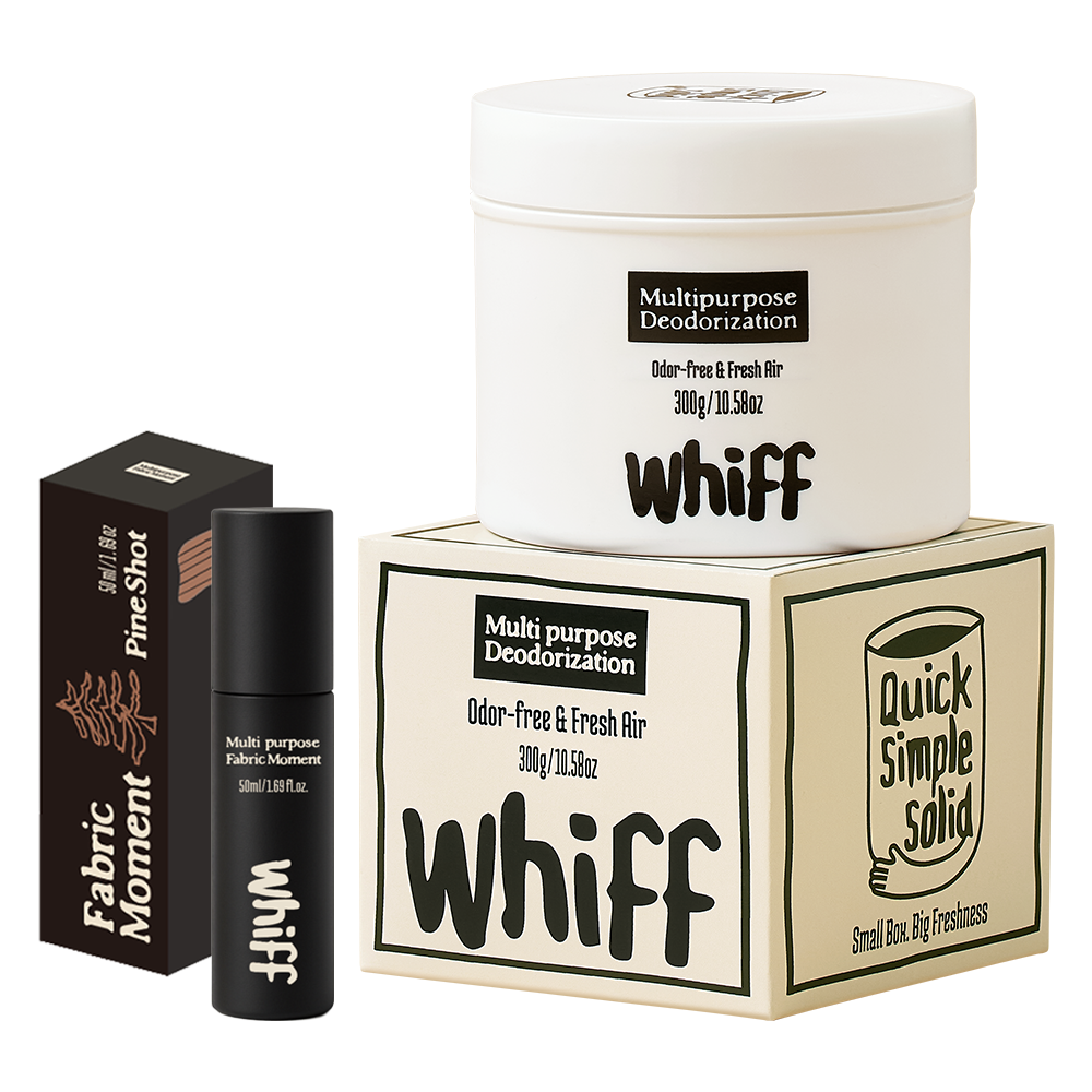 위프 탈취제 WHIFF 300g 화이트 1개+패브릭 모먼트 미니 섬유탈취제 50ml Pine Shot 1개 23,900원