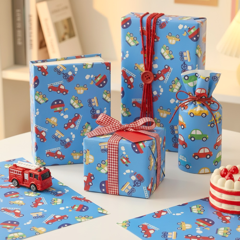 리드홈 생일선물 롤 포장지 70 x 100 cm 3p + 양면 테이프 세트, 04 뛰뛰빵빵, 1세트 5,900원