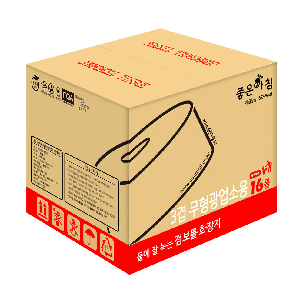 I좋은아침I 3겹 무형광 꽃데코 점보롤 화장지 휴지 16롤_140M, 1롤, 16개 27,800원