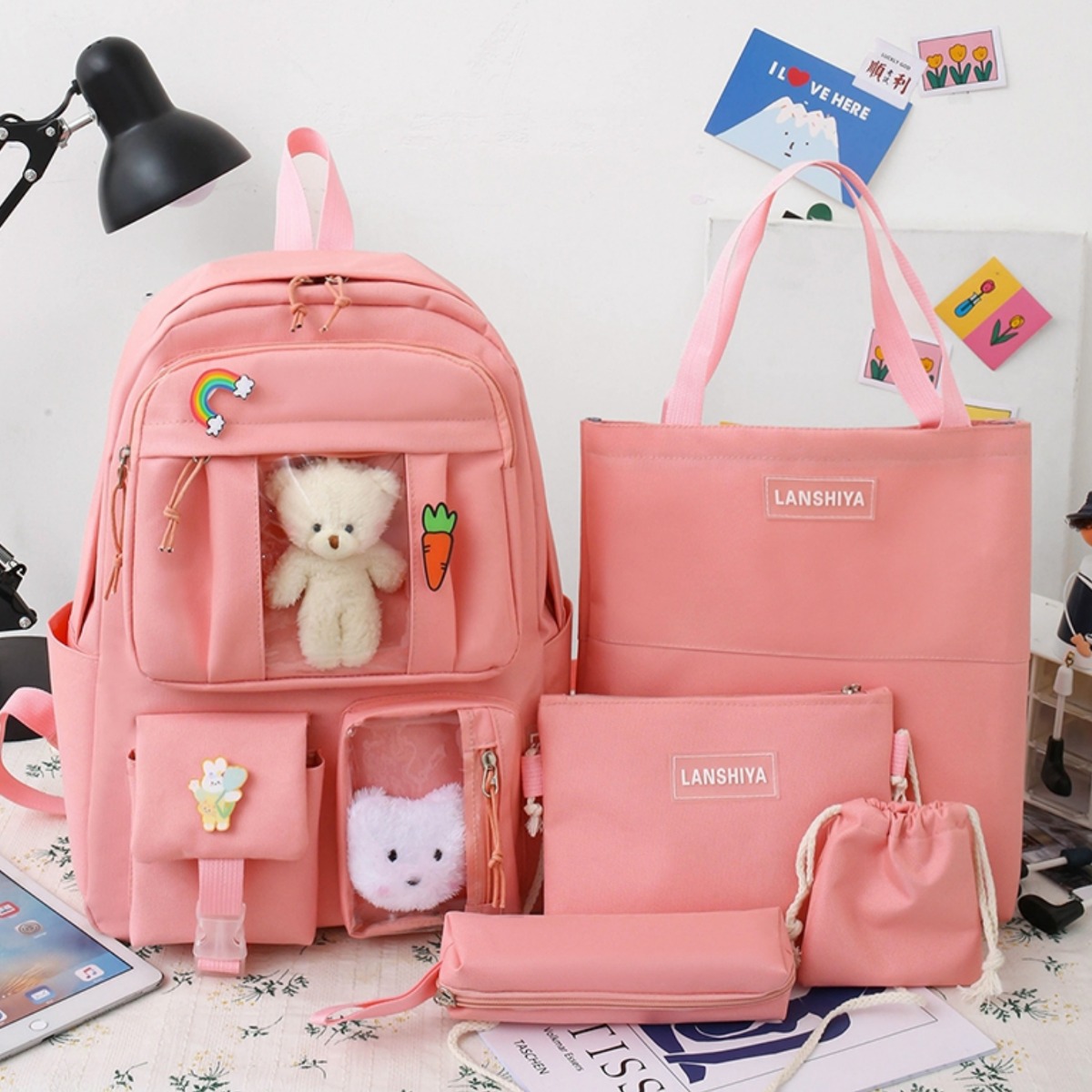 TAOMI 러블리 백팩 4종 세트 + 인형 TM2512 25,800원