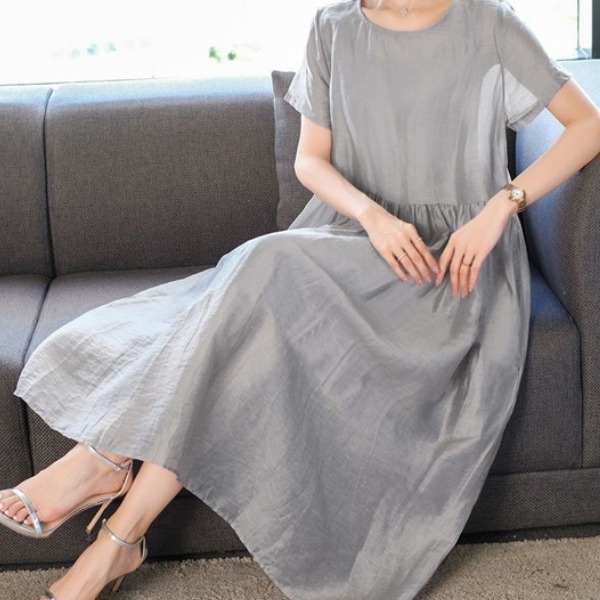 퀸앤조이 멜티드 얇은 심플 반팔 롱원피스***판매자 SSK무역*** 53,800원