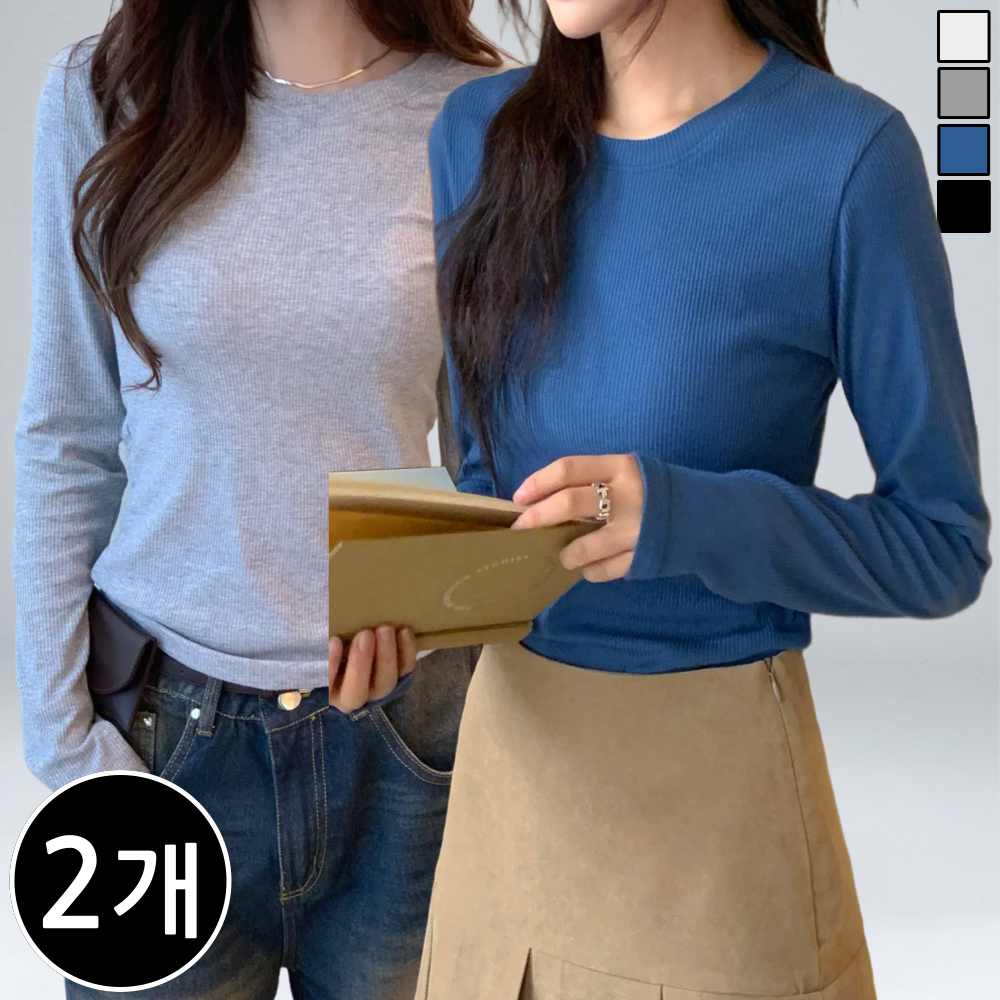 [1+1] 여성 기모 긴팔티 겨울 이너 히트텍 발열 레이어드 라운드넥 골지 유넥 티셔츠 (7118-2) 60,630원