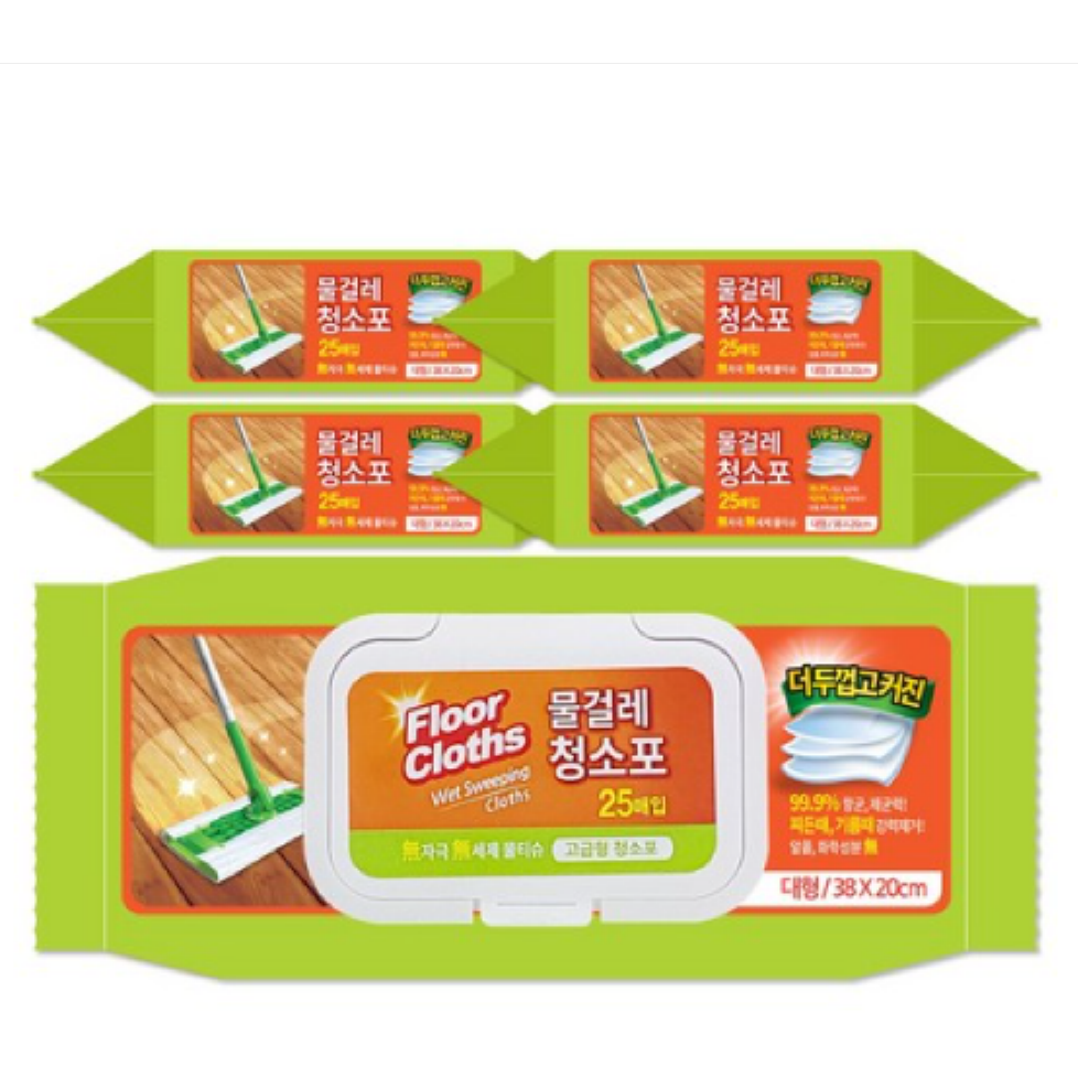 홈인더스트리 물걸레청소포 고급형 대형 25매 5개, 5개, 현재가 12,760원
