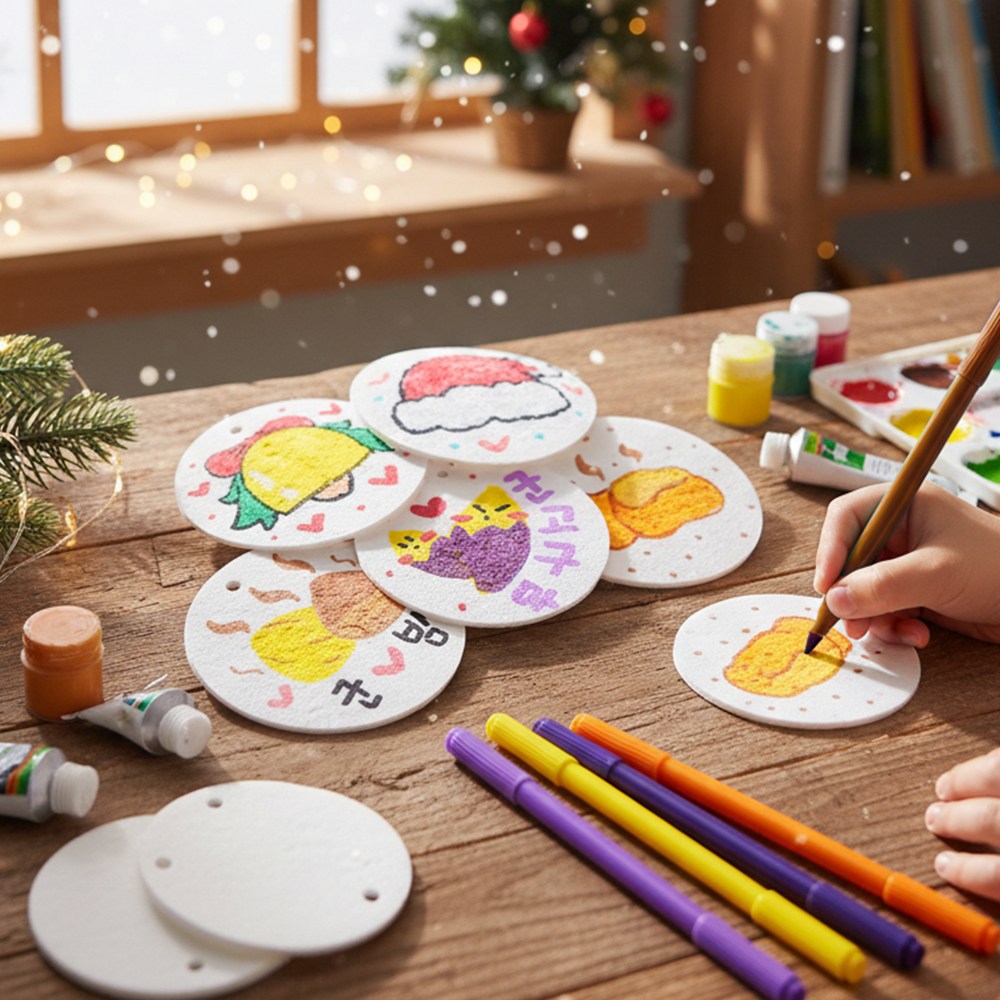 겨울 미술활동 압축 입체 수세미 그리기 제로웨이스트 만들기 / 지구의 날 크리스마스 산타 모자 간식 환경지킴이, 5개1세트(스포이드 1개포함) 3,000원