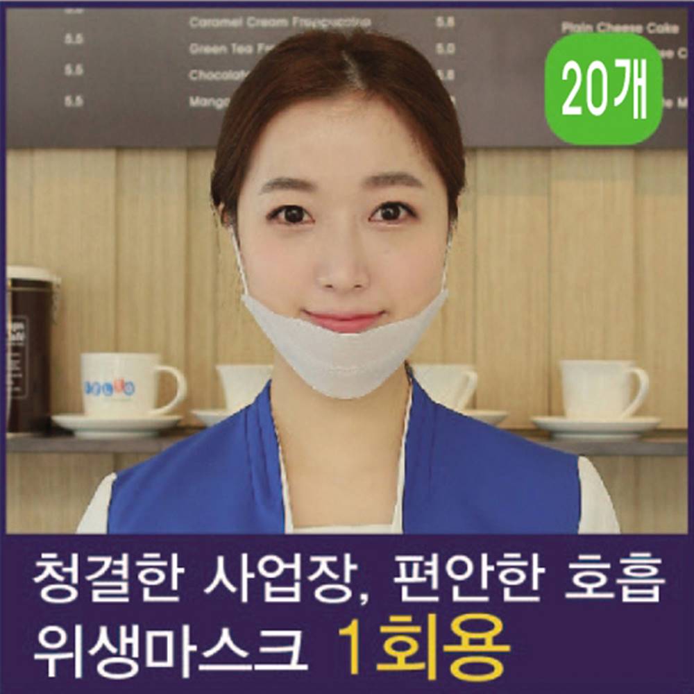국산 1회용 위생마스크 주방 마트 급식 센스마스크 N타입20매 9,500원