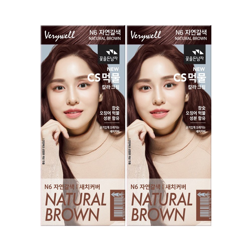 꽃을든남자 먹물 N6 자연갈색x2개 헤어스타일링 헤어 염모 제 염색약 14,300원